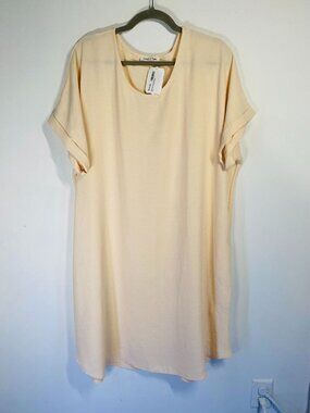 Natural Swing Dress Cream N Sugar 3X Polyester Short Sleeve NWT Made In USA